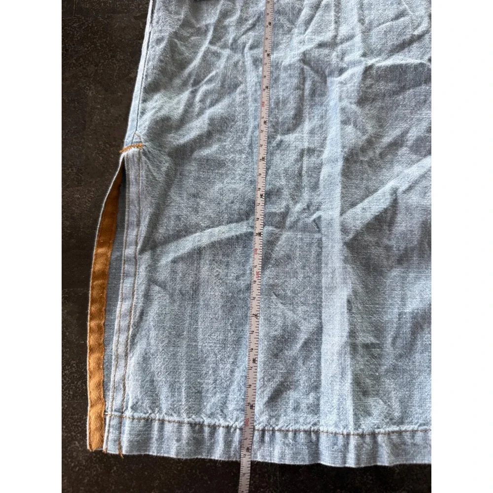 J. Peterman Womens Large Indigo Cotton Chambray Shirt Dress Cowgirl Boho Western - Picture 13 of 14